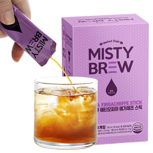 Cold Brew Coffee Concentrate liquid, Single Serve Coffee Sticks, MistyBrew, Imported from Korea, Premium coffee (30 sticks, Yirgacheffe)