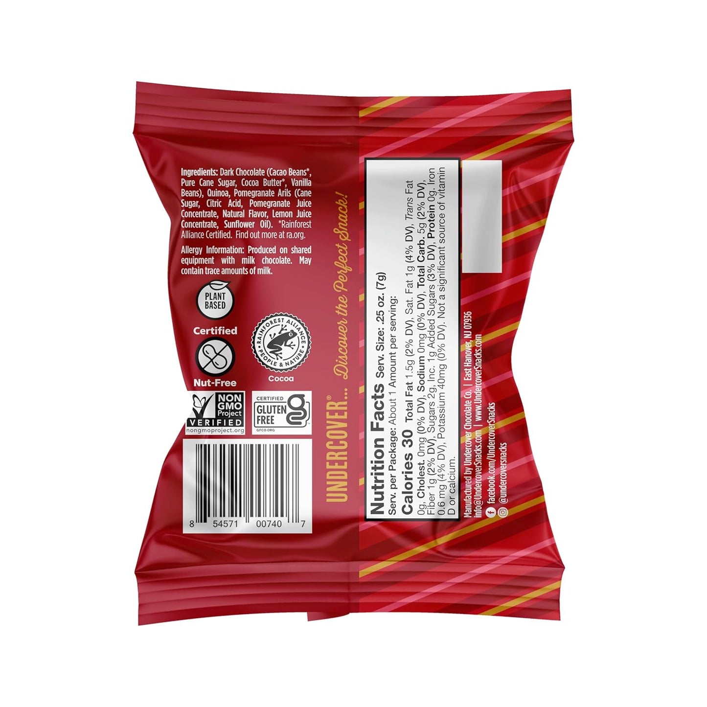 Undercover Snacks Chocolate Quinoa Crisps - Dark Chocolate Variety Pack | 70-Count, Individually Wrapped Crisps | Gluten Free, Nut-Free, Allergen Friendly, Kosher, Plant-Based, NOT AIRLINE SIZE