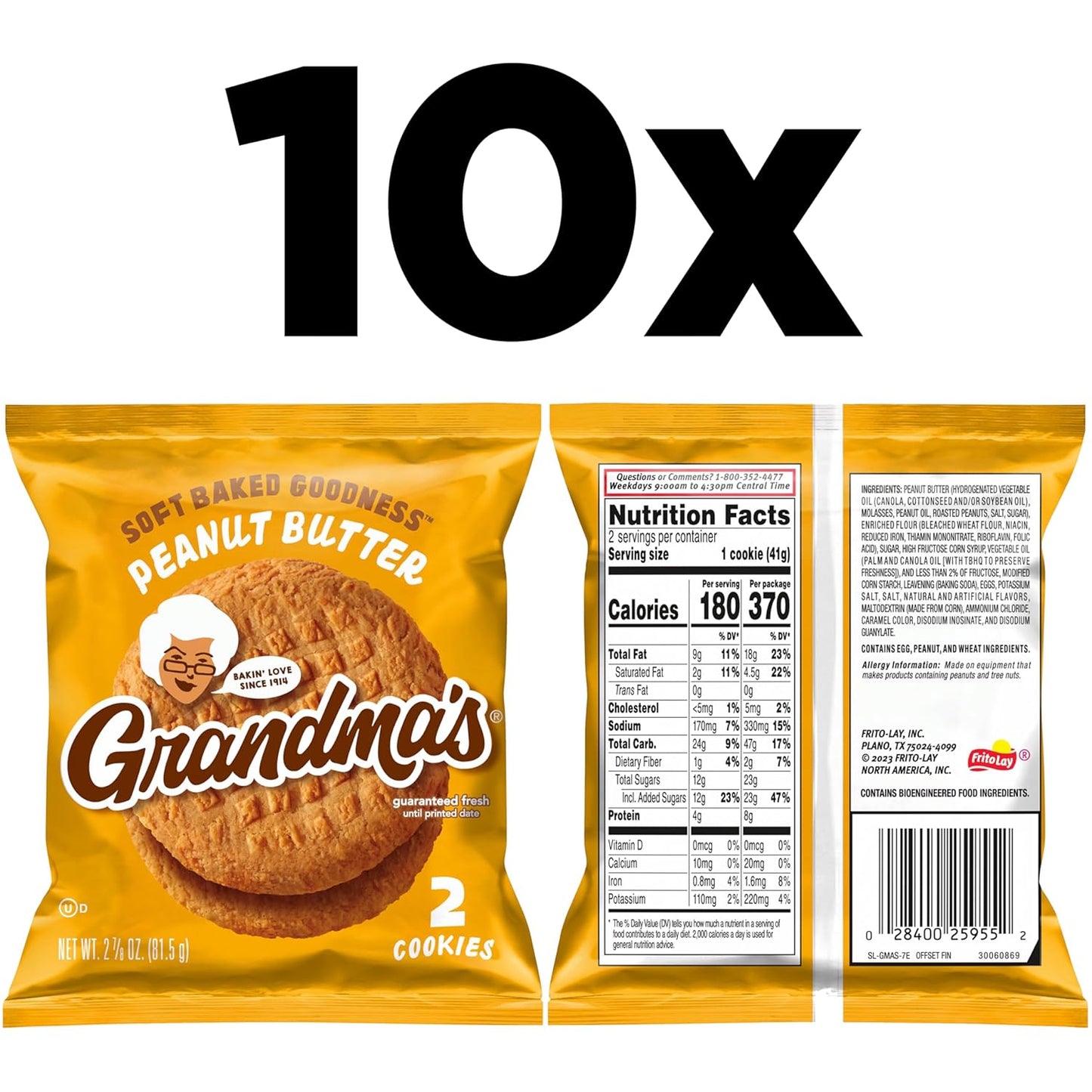 Grandma's Cookies, Peanut Butter, 2.5 Ounce (Pack of 10)