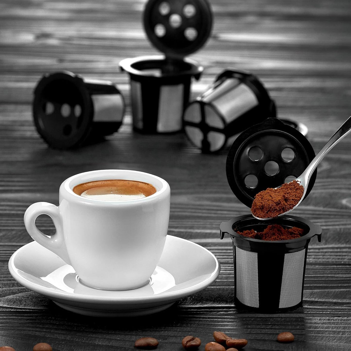 4 Reusable K Cups for Keurig K Supreme, K Supreme Plus, K Slim with Multistream Technology, K-Duo Hot & Iced - 4 Black Refillable Kcups Coffee Filters for Keurig Coffee Makers