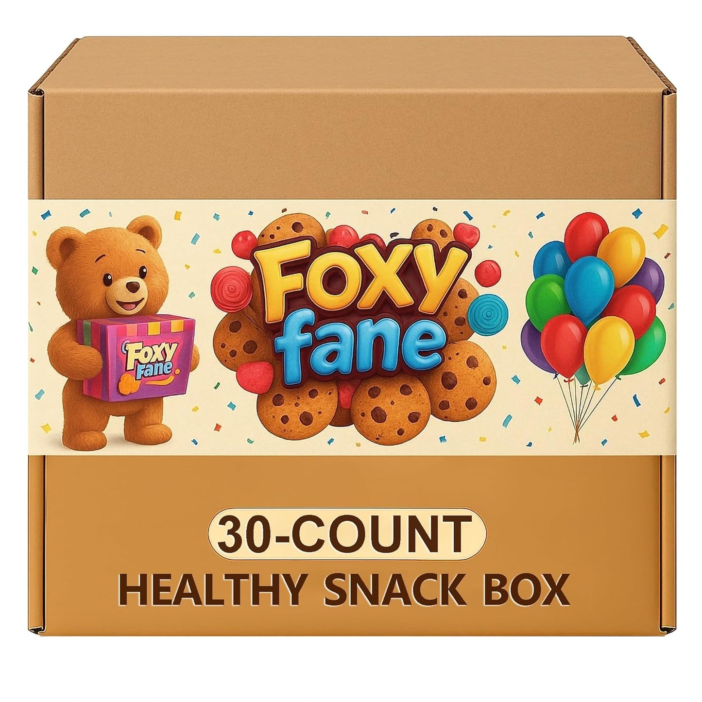 Foxy Fane 30-Count Holiday Gift Box - Variety Pack of 30 Healthy Snacks & Treats