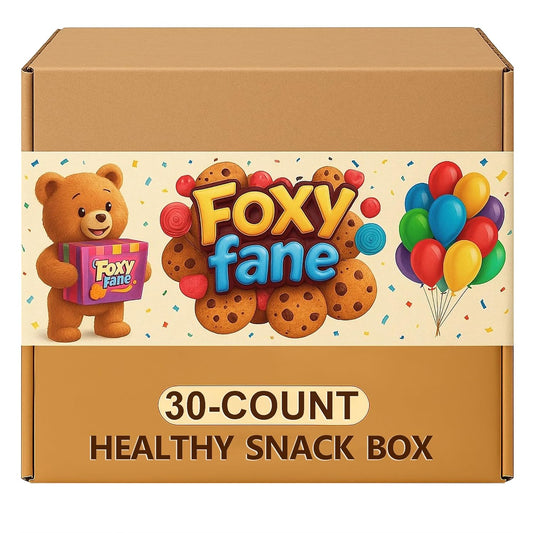 Foxy Fane 30-Count Holiday Gift Box - Variety Pack of 30 Healthy Snacks & Treats