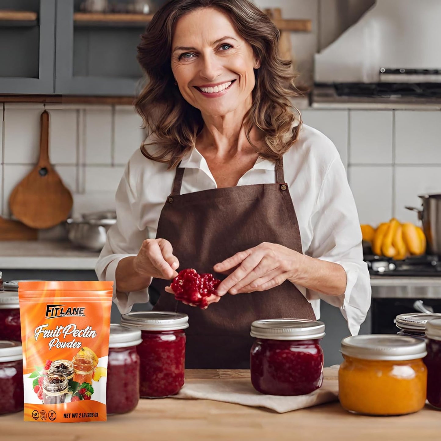 Fruit Pectin Powder 2 lbs - For Canning Jams and Jellies - Natural, Vegan and NON-GMO - Premium Bulk Ingredient Mix - Great for Apple Pie Filling - By Fit Lane Nutrition - Value Size Bag