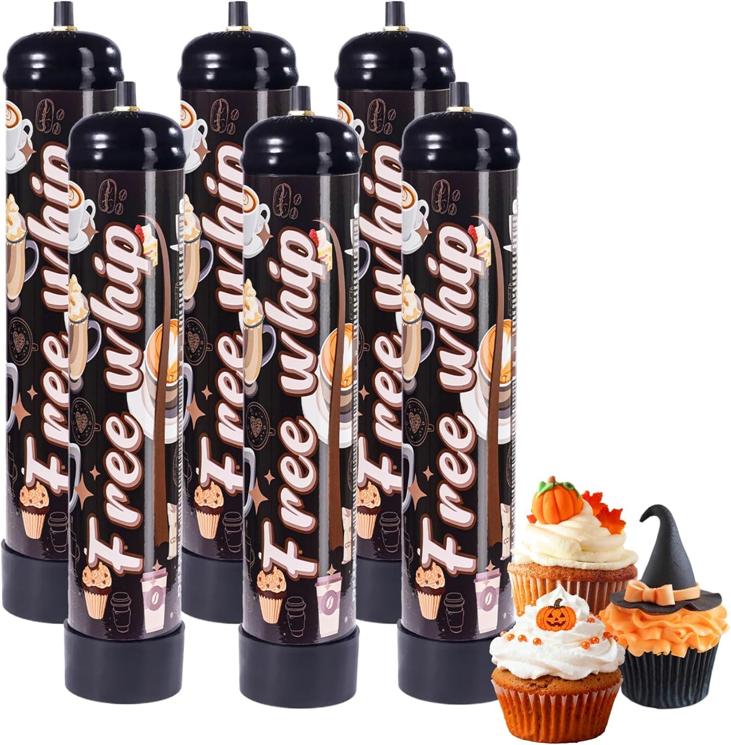 1.1L Whipped Cream Charger 640g Tank, Cartridges for Desserts & Cocktails, Fits with Any Standard Dispensers (6 Pack)