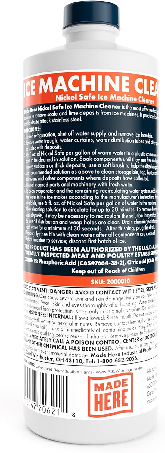 Ice Machine Cleaner - Nickel-Safe Descaler for Effective Cleaning - Ideal for Nickel Components - Ideal for Home or Commercial Use, 16 OZ, Pack of 1