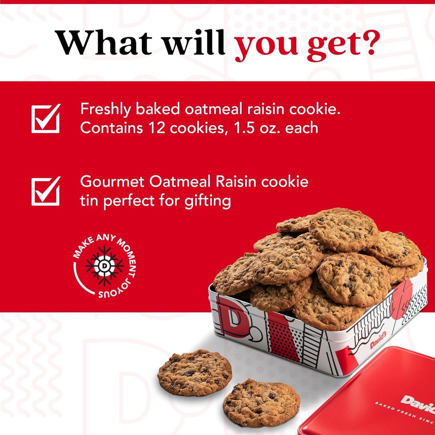 David's Cookies 1lb Oatmeal Raisin Fresh Baked Cookies - Delectable & Premium Ingredients - No Added Preservatives Cookie Gift Basket