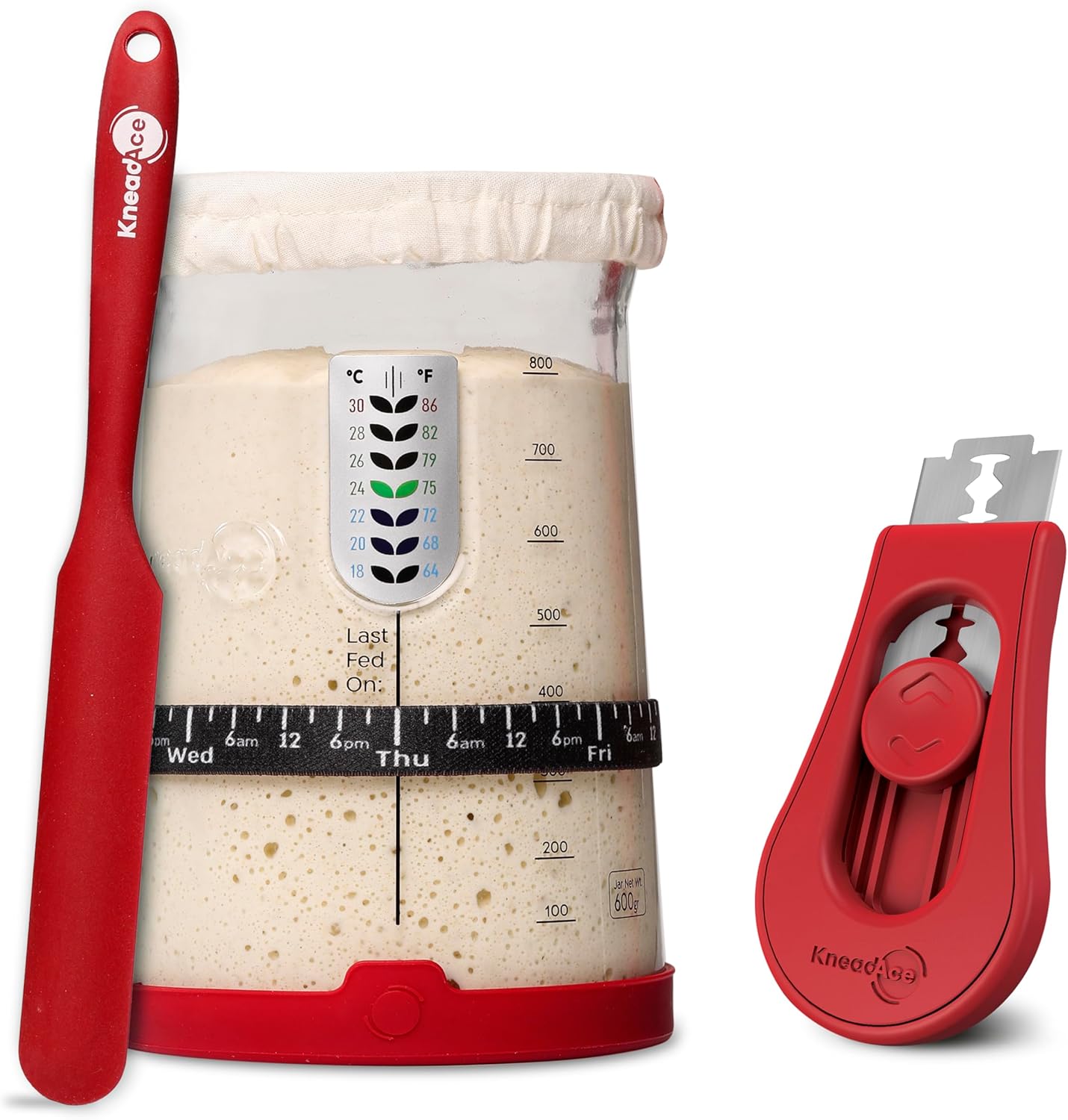 KneadAce Bread Lame & Sourdough Starter 34oz Pro Jar Kit