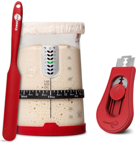 KneadAce Bread Lame & Sourdough Starter 34oz Pro Jar Kit