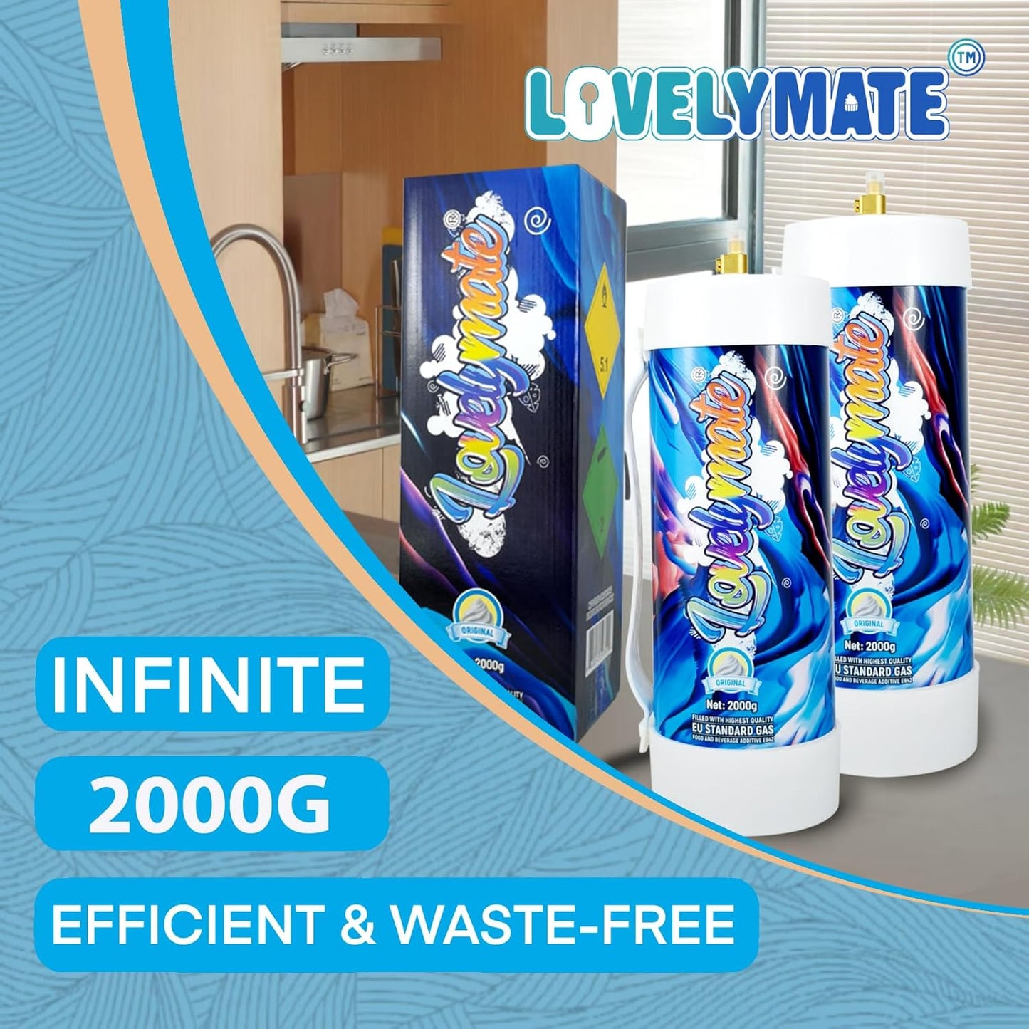 Whipped Cream Charger Tank 3.3L 2000G Whip Cream Charger Cylinder Food Grade Flavored (Tips Included) (1, Original)