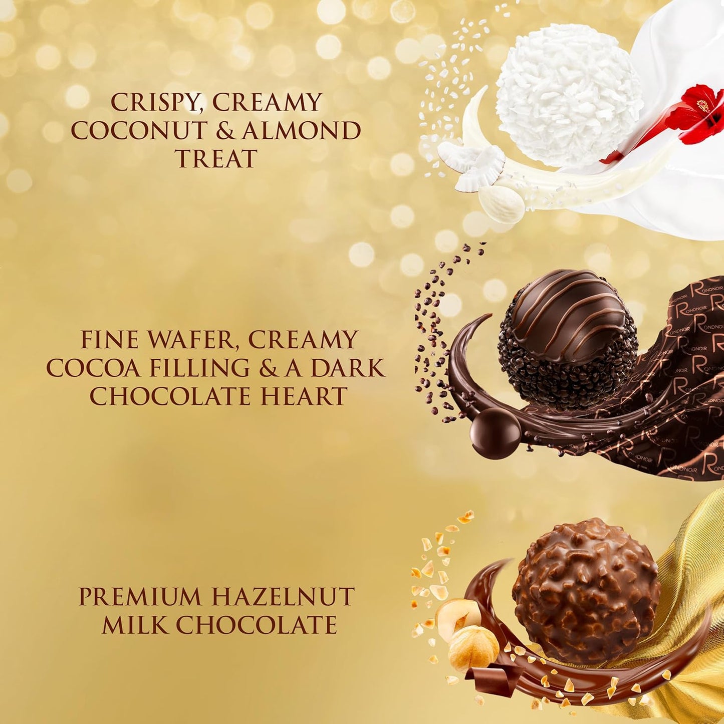 Ferrero Collection, 48 Count, Premium Gourmet Assorted Hazelnut Milk Chocolate, Dark Chocolate and Coconut, 18.2 oz
