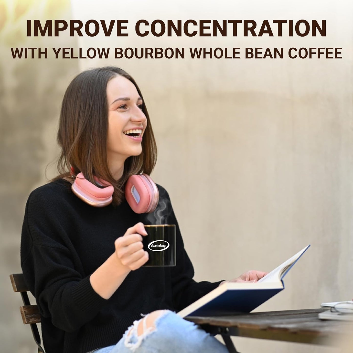 doanhdang - 17.6 Oz Premium Yellow Bourbon Whole Bean Coffee, 100% Medium Roast, Rich Flavor for Espresso Shot and Brew, Origin from Vietnam, Whole Med Roast Beans