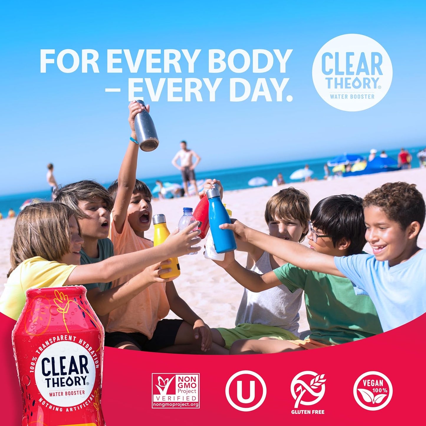 Clear Theory Water Flavoring Drops with Electrolytes, Water Enhancer Liquid Flavored Water Drink Mix, Hydration for Kids, Vegan, Gluten Free, Low Calorie (Watermelon Berry & Fruit Punch)