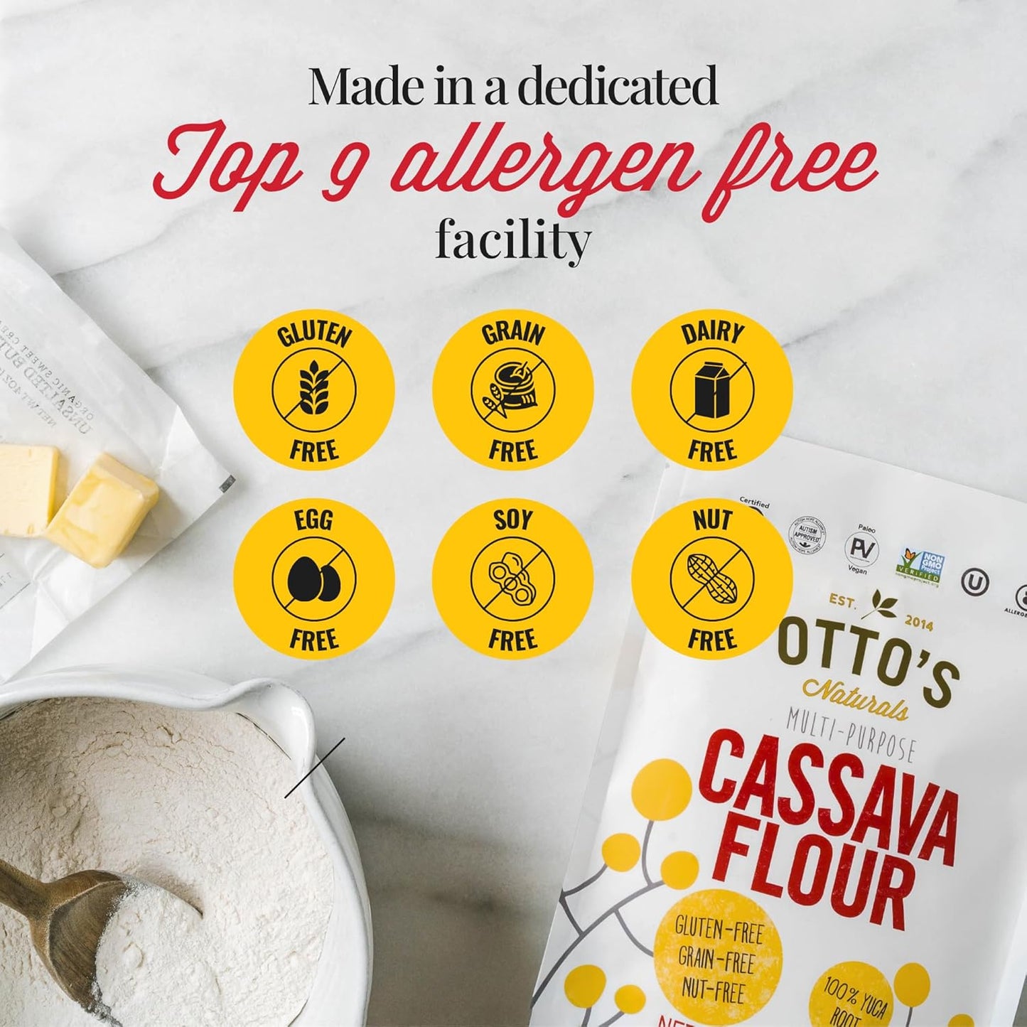 Otto's Naturals Multi-Purpose Cassava Flour, Non-GMO, Gluten-Free, Grain, Nut and Gum-Free, 1-to-1 Wheat Alternative, Paleo, AIP, 1 lb