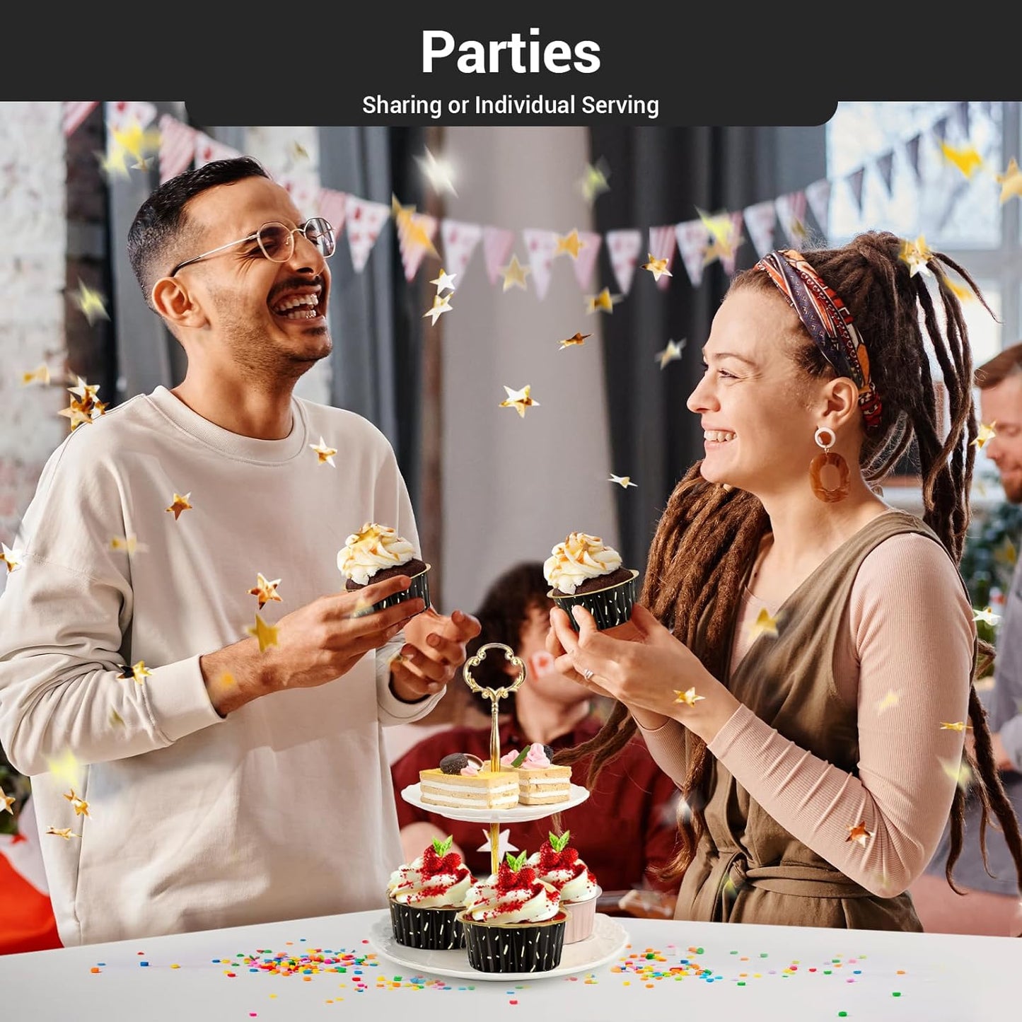 EUSOAR Muffin Liners, 50pcs 5oz Disposable Ramekins, Aluminum Foil Muffin Cupcake Liners Cups with Lids, Disposable Aluminum Foil Cupcake Baking Cups Holders Cases Boxes Pans with Lids