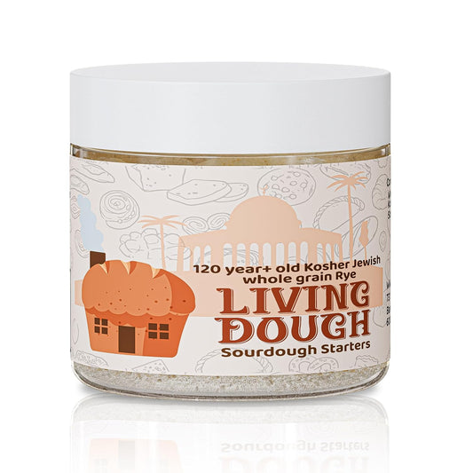 Living Dough - 120+ Year Old Jewish Whole Grain Rye Sourdough Starter Culture - Active & Live Organic Sourdough Starter for Baking - For Artisanal Bread, Pizza Dough, Waffles & More