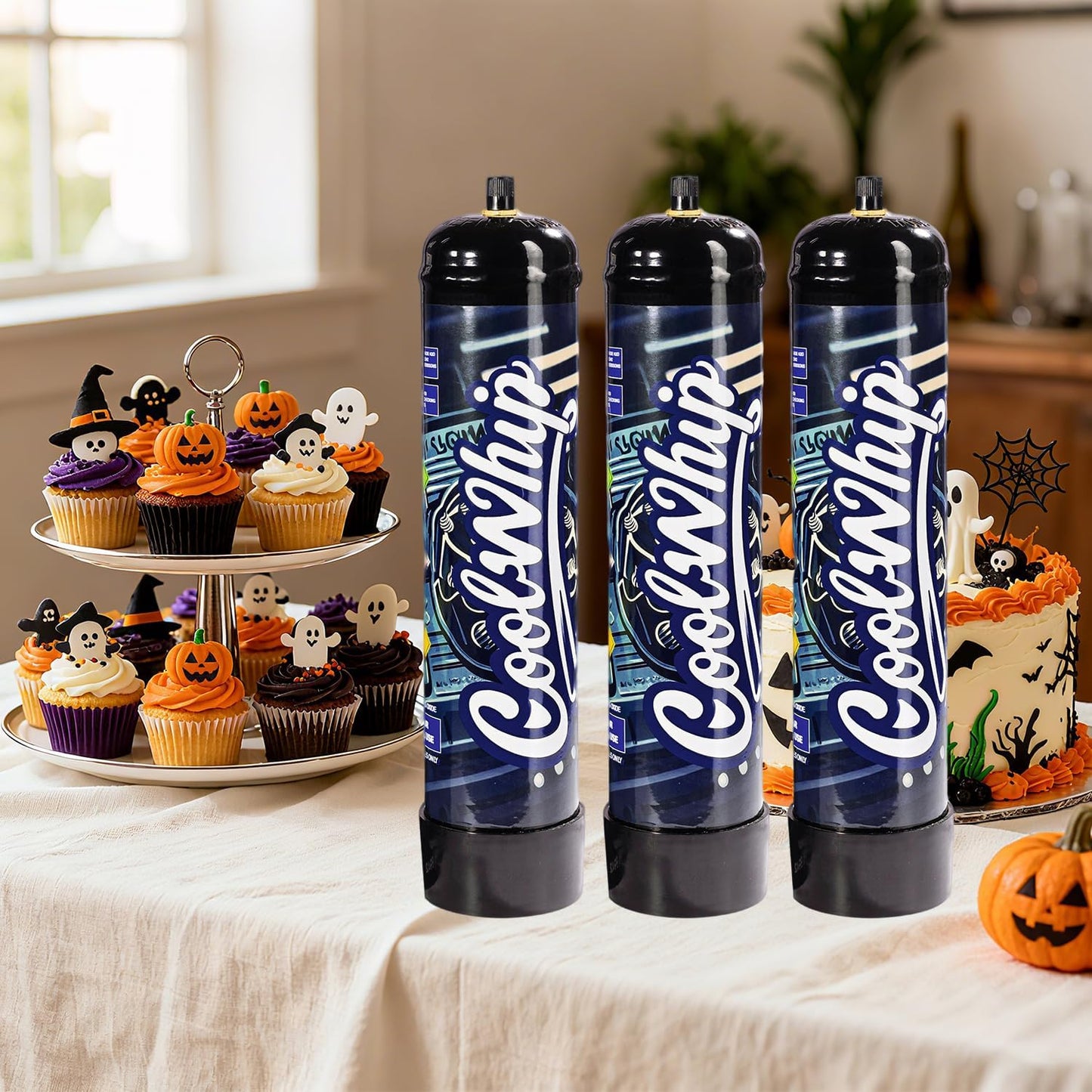 Whipped Cream Charger 740G Whip Cream Charger Cartridges Whip Cream Charger Cylinder Food Grade Original Flavor (Nozzle Included) 3-Pack