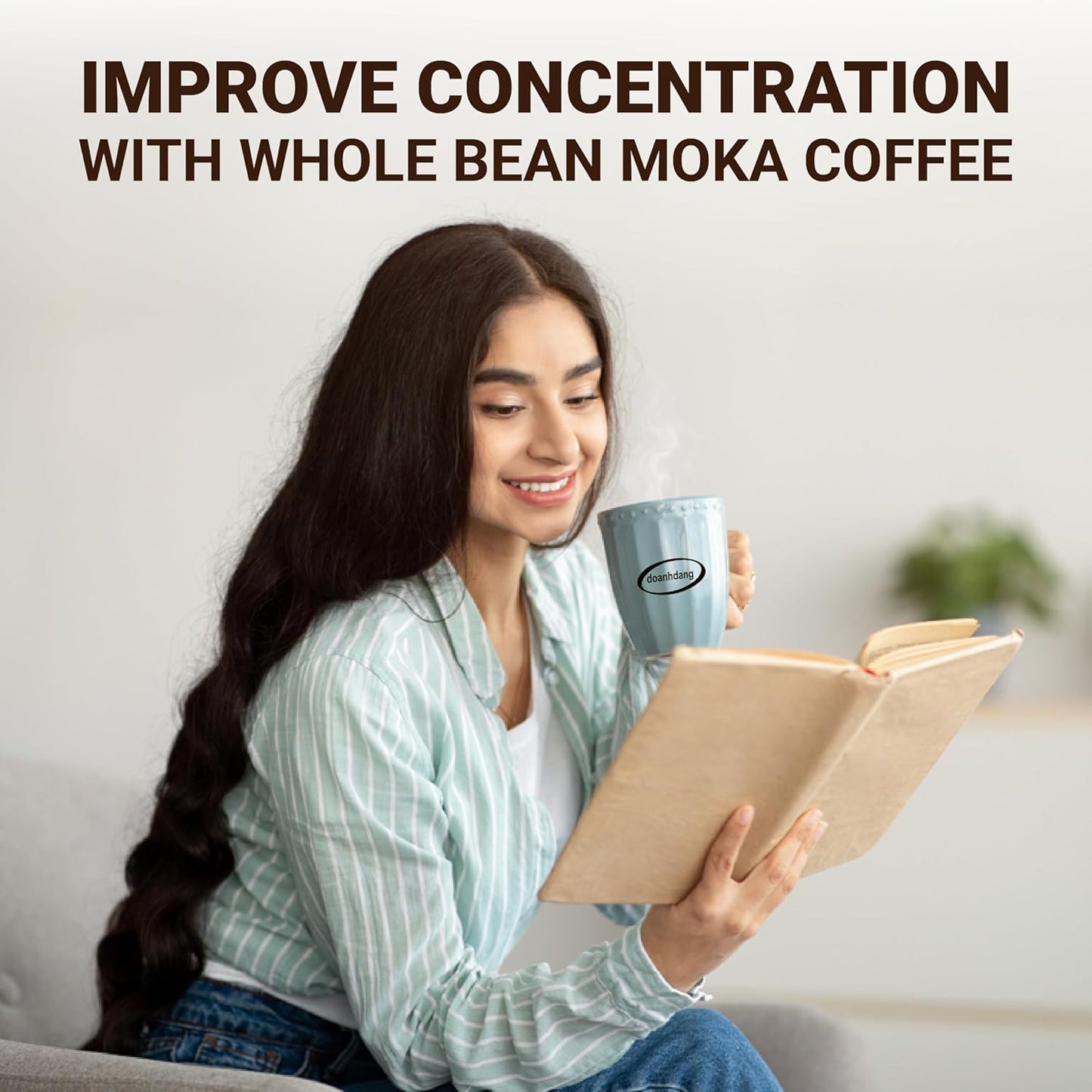 doanhdang - 17.6 Oz Premium Moka Whole Bean Coffee, 100% Medium Roast, Rich Flavor for Espresso Shot and Brew, Origin from Vietnam, Whole Med Roast Beans