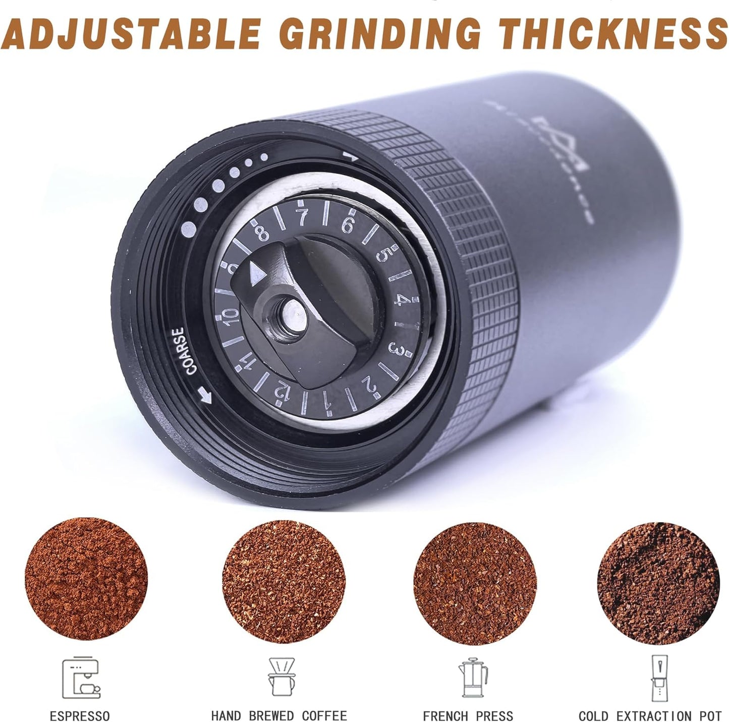 Manual Coffee Bean Grinder Internal Adjustable Setting Double Bearing Positioning, hand burr coffee grinders for home use Perfect for Camping