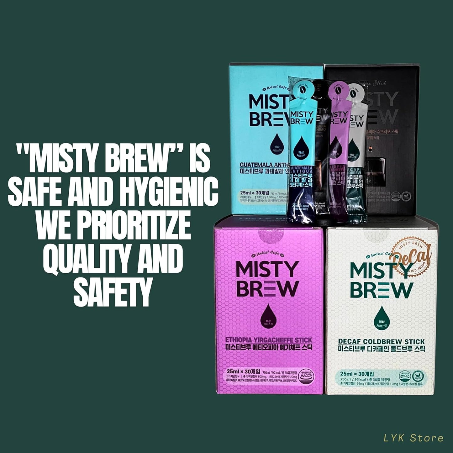 Cold Brew Coffee Concentrate liquid, Single Serve Coffee Sticks, MistyBrew, Imported from Korea, Premium coffee (30 sticks, Supremo)