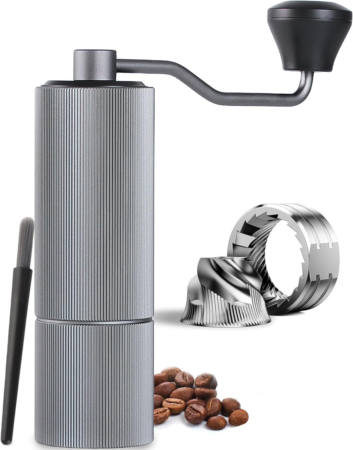 Mini Manual Coffee Grinder, 40 Adjustable Settings, Portable Hand Mill with 30g Capacity, Conical Burr for Espresso, Pour Over, Travel, Camping, Office (Gray)