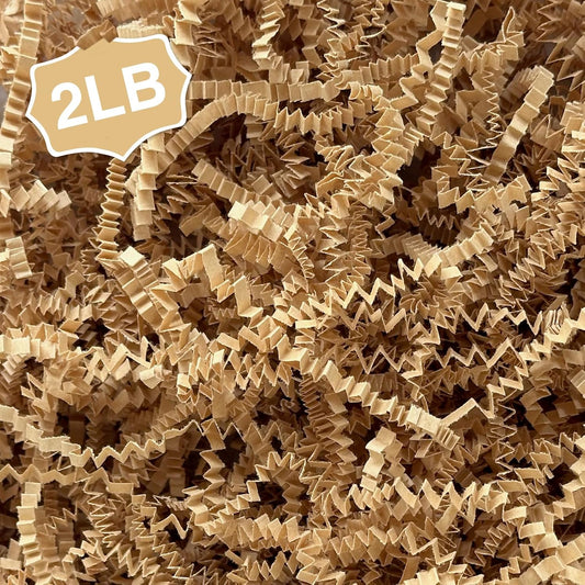 2LB Crinkle Cut Paper Shred Filler for Bag Gift Box Basket Confetti Paper Shreded Stuffing Decoration for Christmas Day Holiday Party(Kraft)