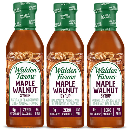 Walden Farms Maple Walnut Syrup – Perfect for Pancakes, Waffles, Desserts – Zero Calorie, Sugar-Free, Low Carb, Keto-Friendly, Gluten-Free, Vegan – 3-Pack, 12 oz Bottles