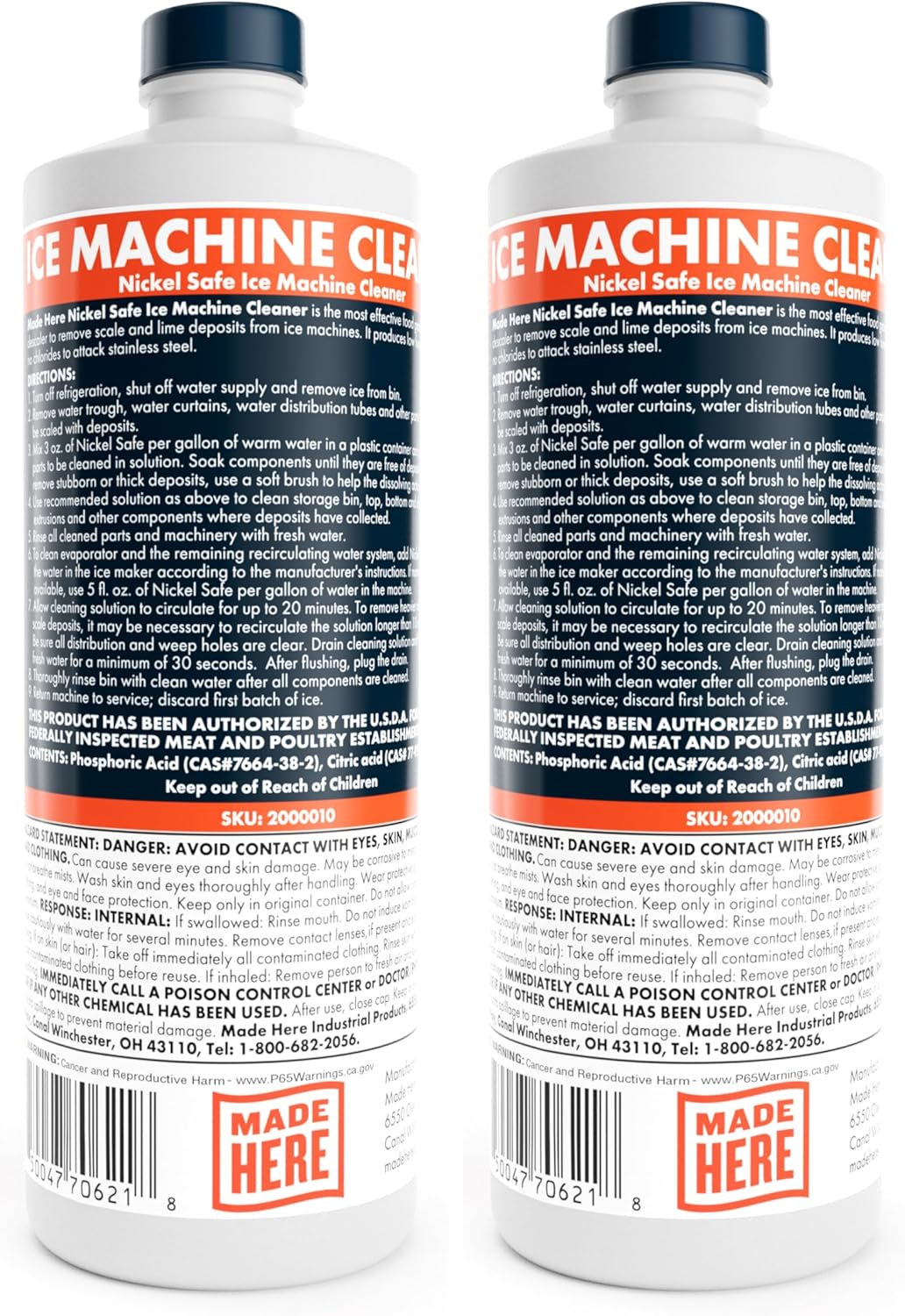 Nickel Safe Ice Machine Cleaner and Descaler16 oz 2-Pack