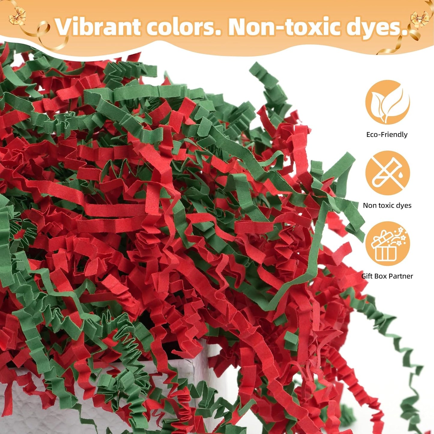 LWWTBS Crinkle Cut Paper 7oz Shredded Packing Grass Cushion Paper for Gift Baskets Christmas Wedding Birthday Bridesmaid Engagement Craft Gift boxes Bags Filler (Christmas)