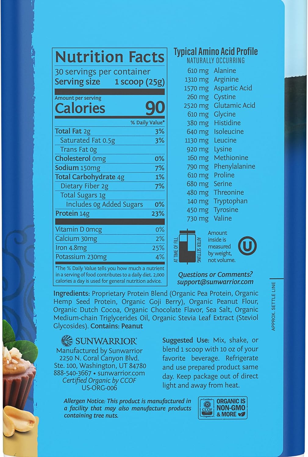 Organic Plant Based Protein Powder | Vegan Organic Protein Powder with BCAA Amino Acids & Hemp Seed Pea Blend | Non-GMO Soy Dairy Filler & Gluten Free (Chocolate Peanut Butter, 30 Servings)