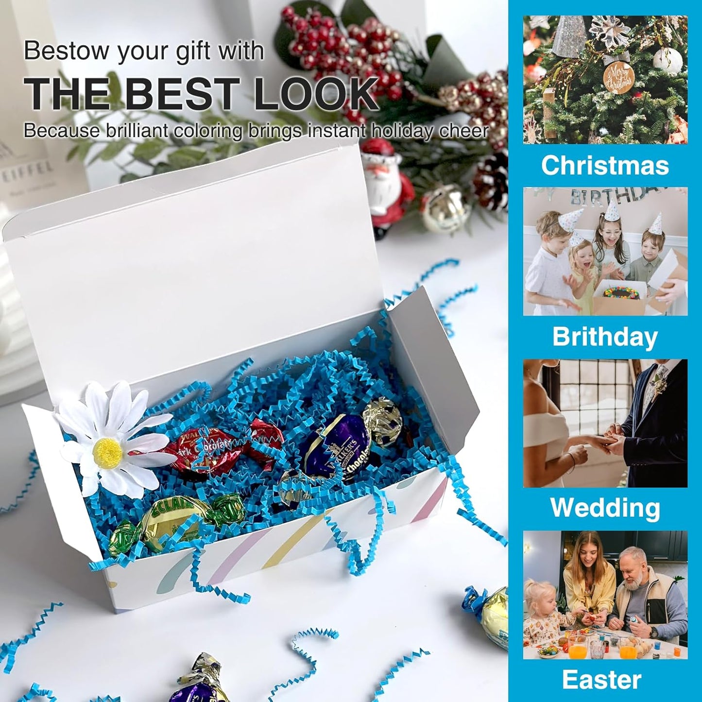 2LB Crinkle Cut Paper Shred Filler for Bag Gift Box Basket Confetti Paper Shreded Stuffing Decoration for Valentine's Day Holiday Party (Lake Blue)