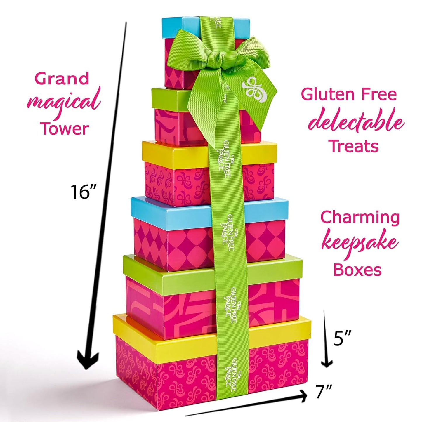 Gluten Free Palace Gift Basket Tower – Mother’s Day Treats – 6-Tier Festive Gluten Free Cookies Gift Basket Treat Tower – Father’s Day Gifts Sweets – Family, Birthday & Thank You Gift Set