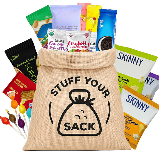 Vegan & Gluten‑Free Snack Variety Pack – Care Package with 40 Count Dairy‑Free, Non‑GMO Treats – Chips, Fruit Snacks & Bars for Adults and Kids by Stuff Your Sack