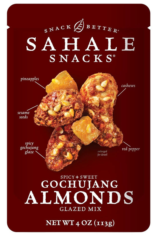 Sahale Snacks Gochujang Almonds Glazed Mix, Kosher, Gluten Free, 4 Ounce (Pack of 6)
