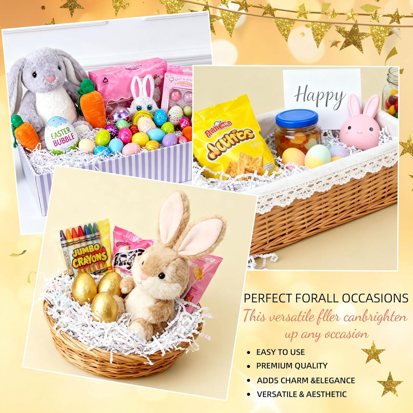 Crinkle Cut Paper 7oz Shredded Packing Grass Cushion Paper for Gift Baskets Christmas Wedding Birthday Bridesmaid Engagement Craft Gift boxes Bags Filler (Diamond White)