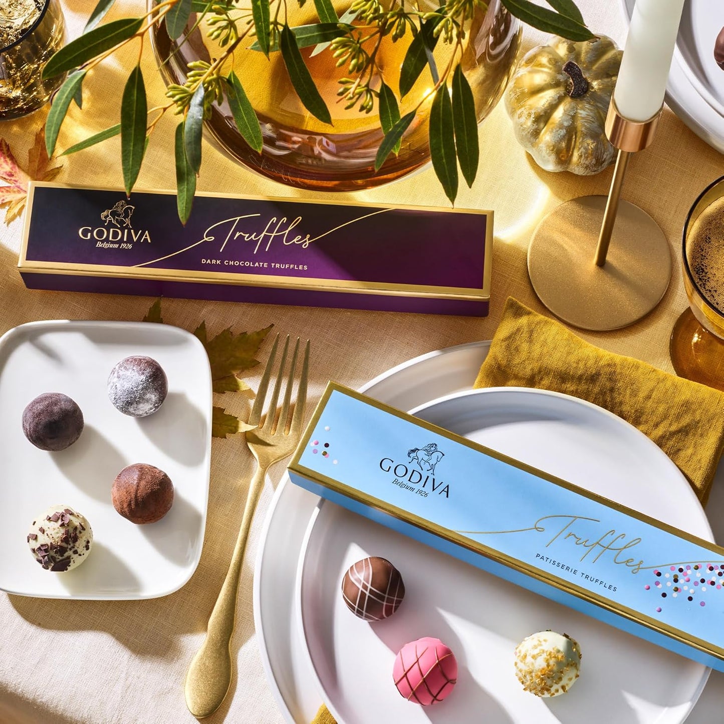 Godiva Chocolatier Assorted Dark Chocolate Truffle Gift Box for Birthday, Thank You, Anniversary, Congratulations Gift Basket Gourmet Candy with Creamy Ganache in Dark Chocolate, 6pc