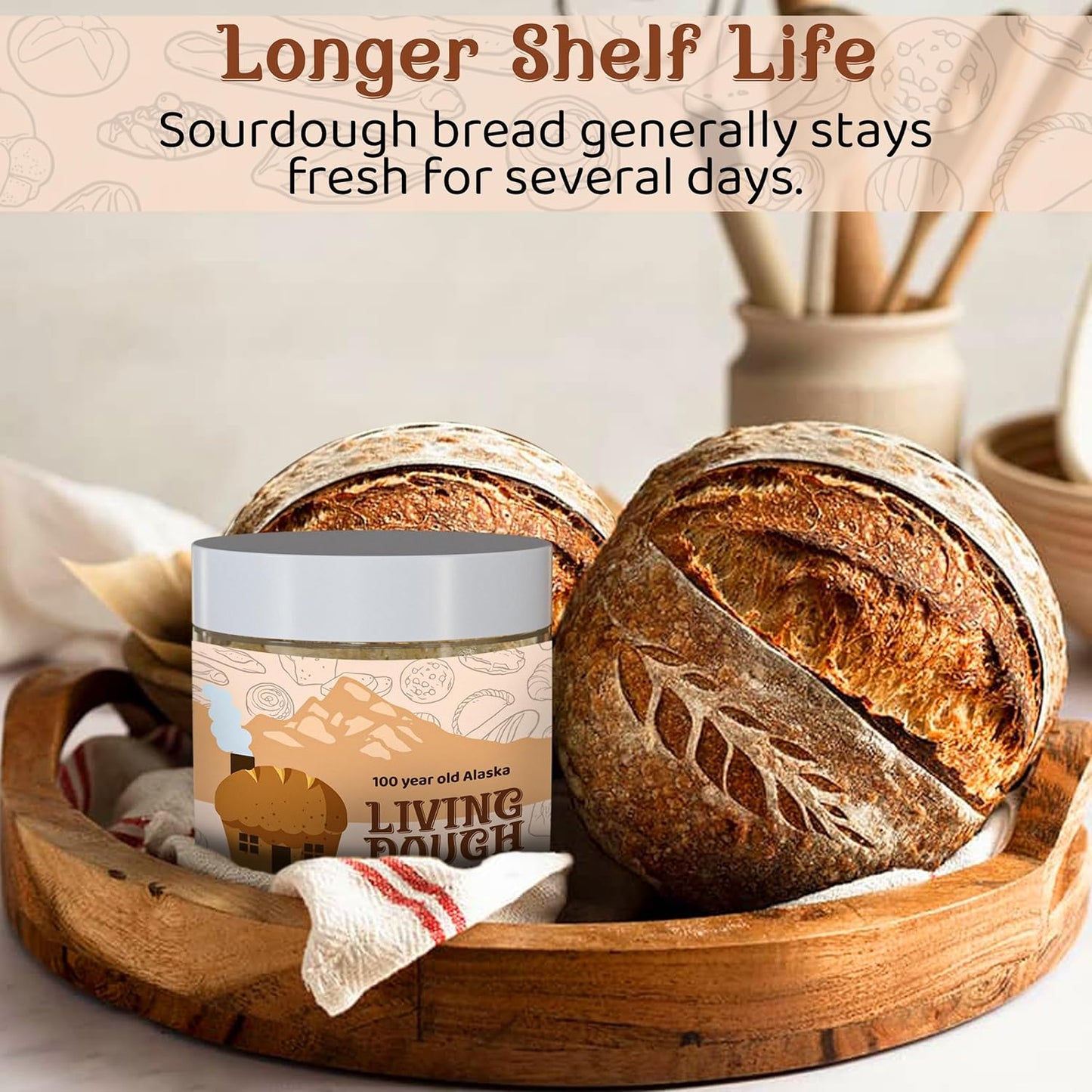 Living Dough - Chocolate Whole Wheat Sourdough Starter - Active & Live Cocoa Organic Sourdough Starter for Baking - For Artisanal Bread, Sweet Rolls, Brownies, and More