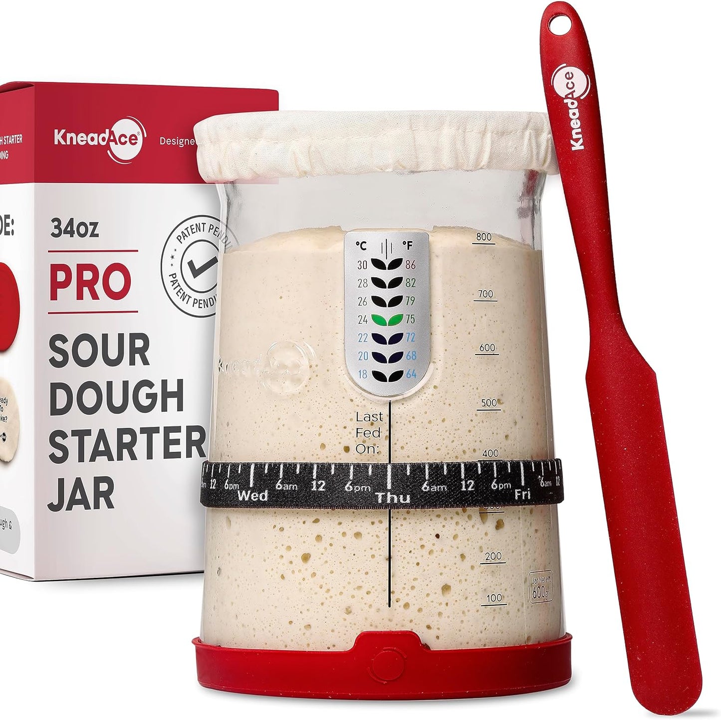 KneadAce Bread Lame & Sourdough Starter 34oz Pro Jar Kit
