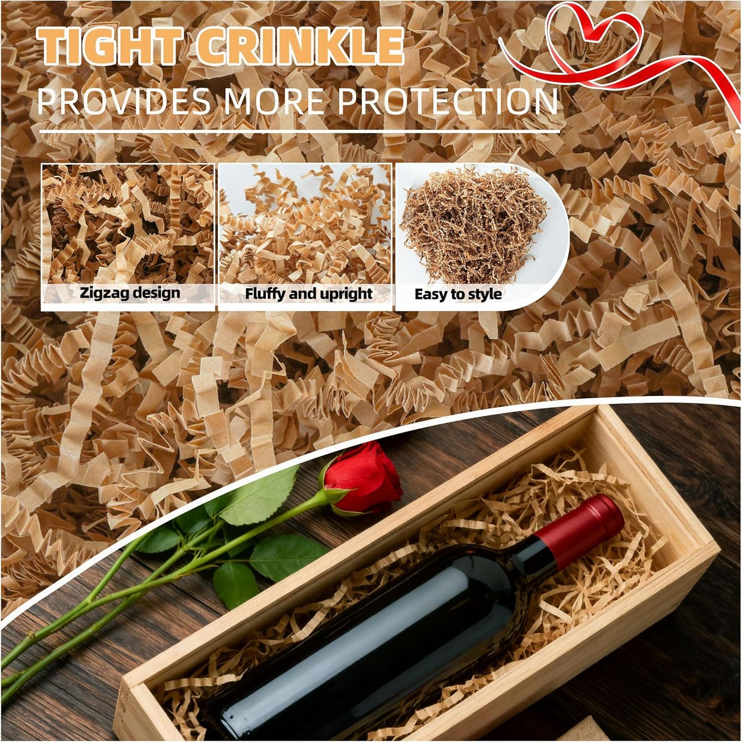 LWWTBS Crinkle Cut Paper 7oz Shredded Packing Grass Cushion Paper for Gift Baskets Christmas Wedding Birthday Bridesmaid Engagement Craft Gift boxes Bags Filler (Brown)