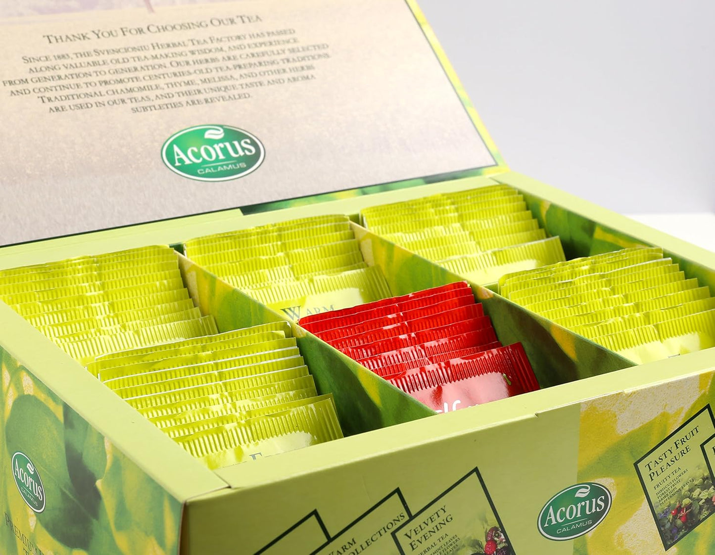 ACORUS Premium Tea Set - Natural Herbal Tea Variety Pack, Gift Set of 6 Different Teas, 60 Bags Individually Wrapped, Herbal Sampler Box