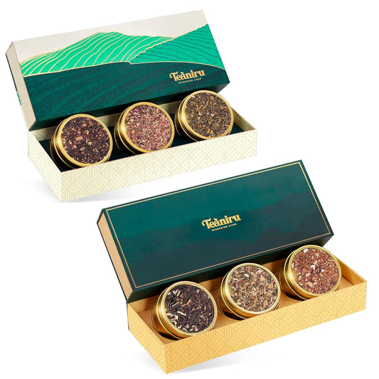 Teaniru, Gourmet Tea Collection – 6 Flavored Loose Leaf Set | 100% Pure Leaf with Real Ingredients | Gluten Free Tea – Brew it Hot or Cold, Serves up to 200 Cups | Gourmet Gift Sets | Thanks Giving