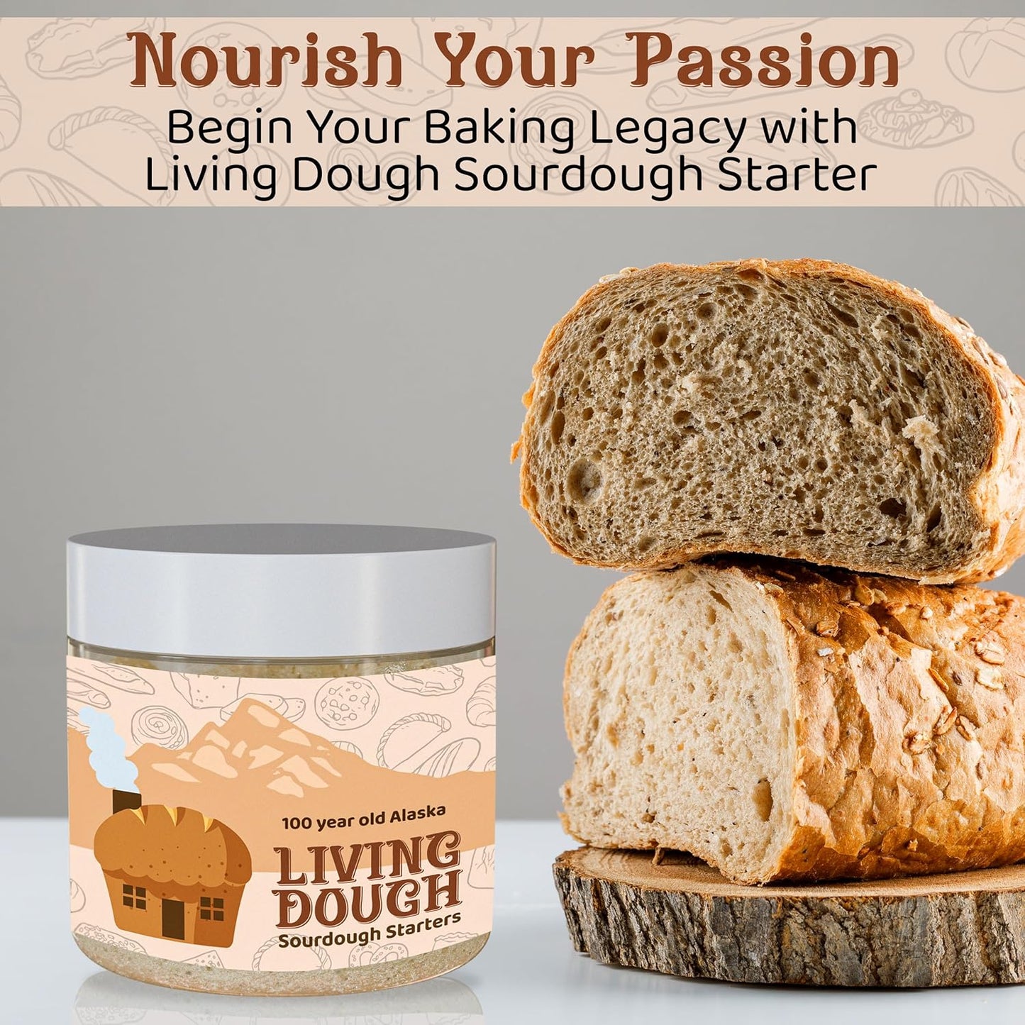 Living Dough - Italian Sourdough Starter Culture - Active & Live Organic Sourdough Starter for Baking - For Artisanal Bread, Pizza Dough, Waffles & More