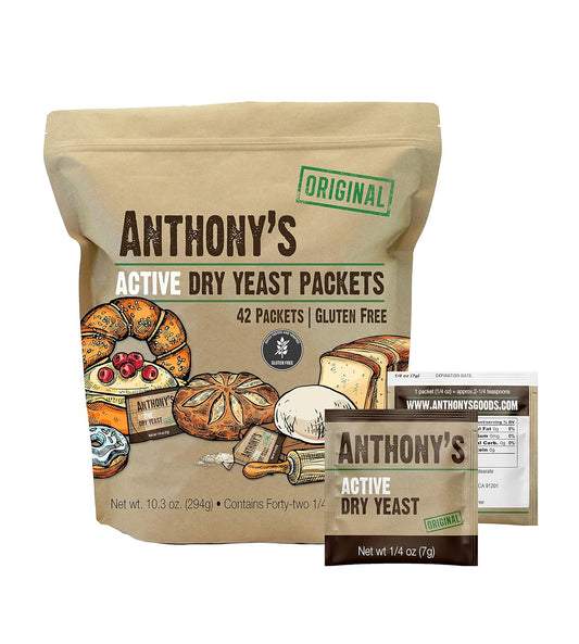 Anthony's Active Dry Yeast Packets, Contains 42 Individual Packets, Gluten Free