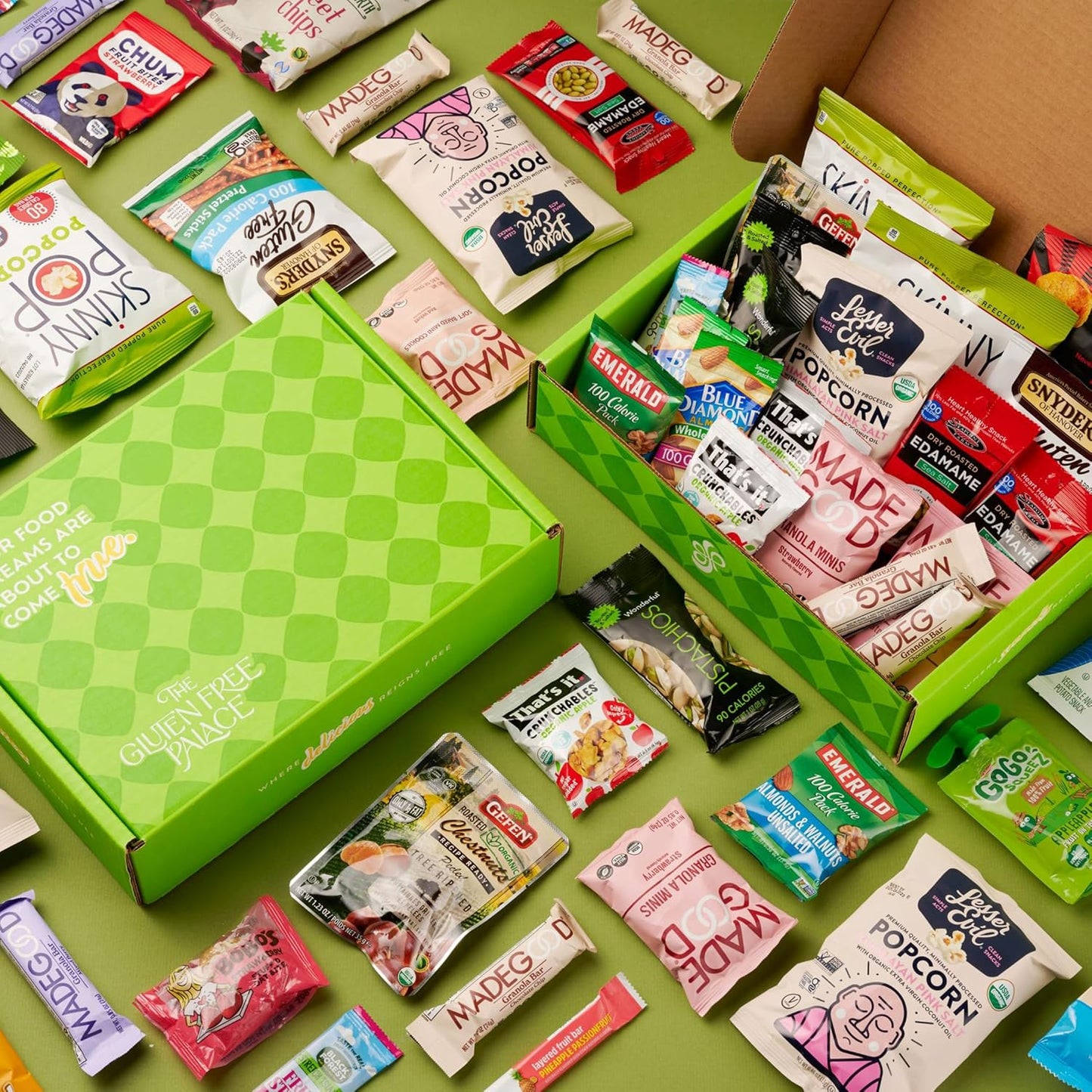 Gluten Free Palace Snack Attack Vegan Snacks Care Package – Plant-Based, Gluten Free, Dairy Free, Non-GMO Cookies, Bars, Chips, Puffs, Fruit & Nuts (20 Count)