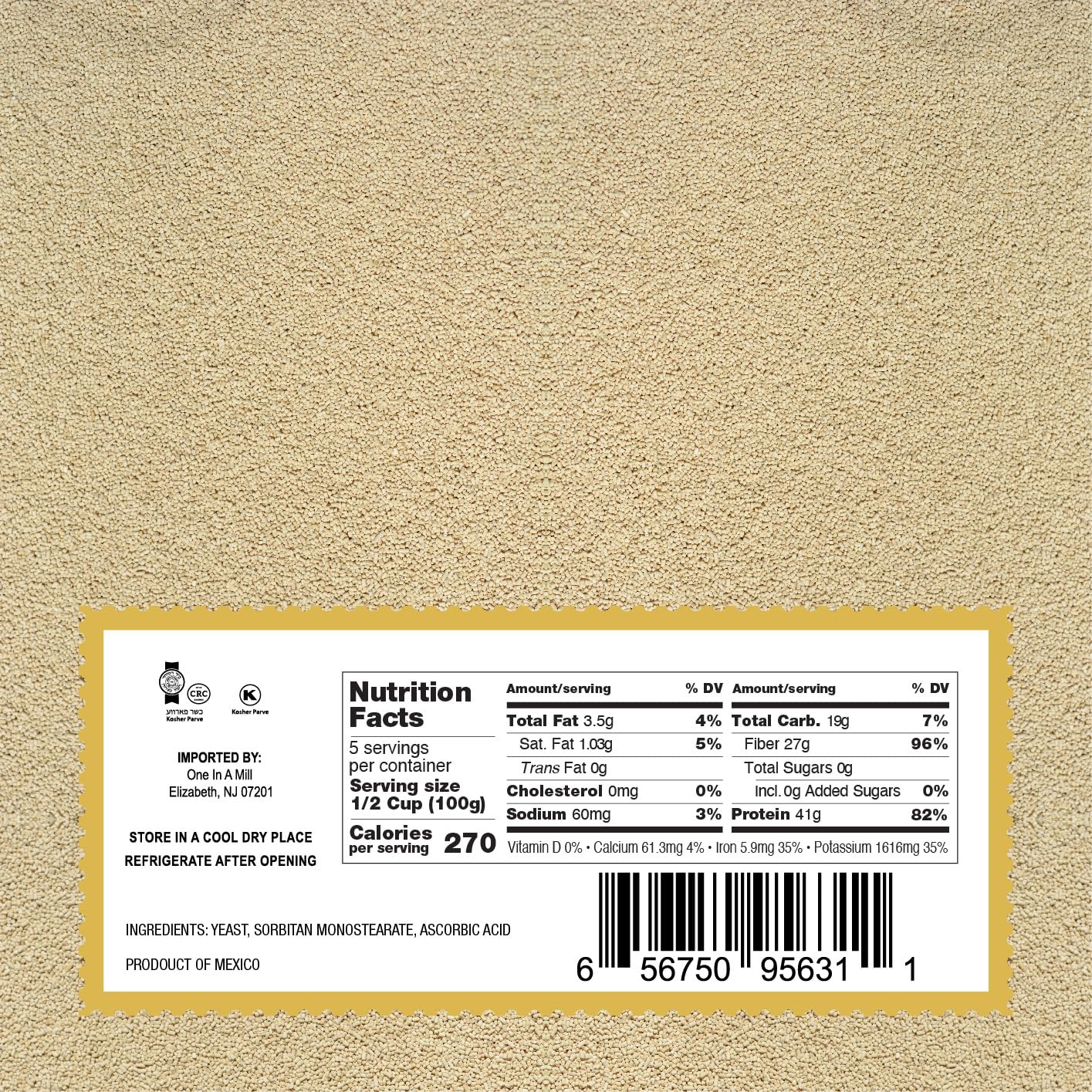 One in a Mill Instant Dry Yeast | 1.1 LB (Pack Of 1) [IMPROVED] Fast Acting Self Rising Yeast for Baking Bread, Cake, Pizza Dough Crust | Kosher | Quick Rapid Rise Leavening Agent for Pastries