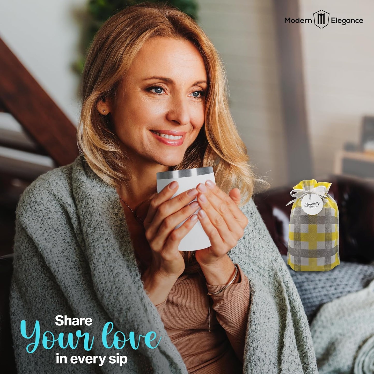 Tea Gift Set for Women & Men – Includes Assorted Teas, Elegant Mug & Honey (White)