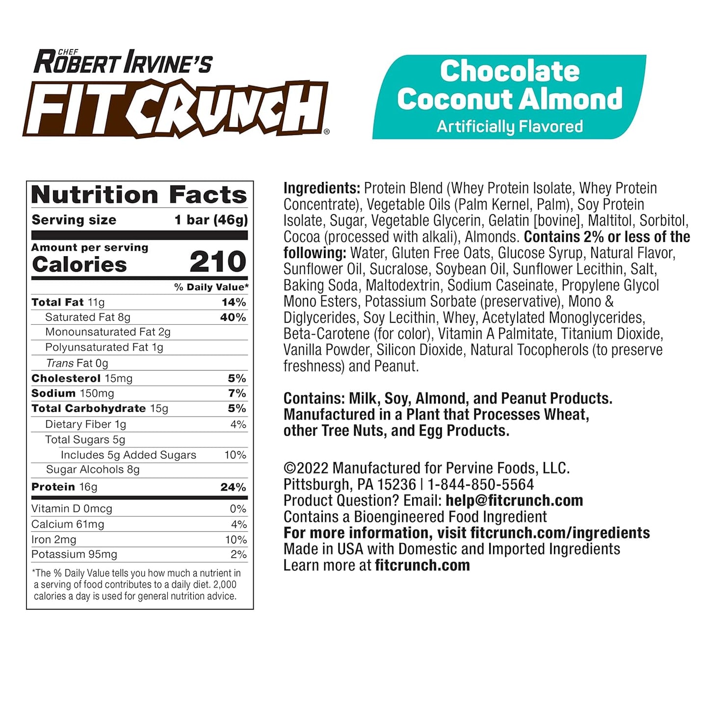 FITCRUNCH Snack Size Protein Bars, 6-Layer Baked Bar, 5g of Sugar & Soft Cake Core (9 Bars, Chocolate Coconut Almond)