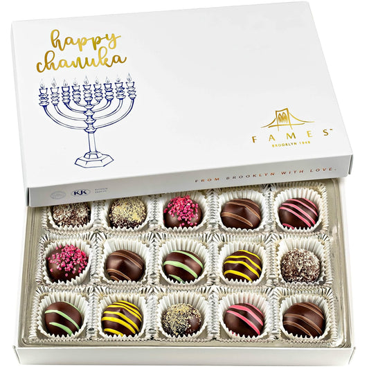 Kosher Dark Chocolate Truffles Gift Box – A Delicious Dairy Free Hanukkah Chocolate Candy for Gifting – Box of Chocolates Chanukah Gift for Women, Men, or Families