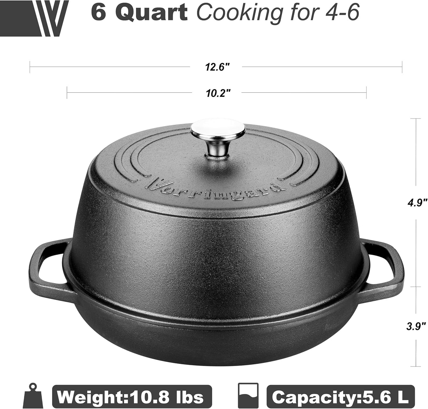 Cast Iron Dutch Oven Pot with Lid for Bread Baking - include Sourdough Bread Baking Supplies like Banneton Bread Proofing Basket, Bread Oven 6 QT, Pre-seasoned