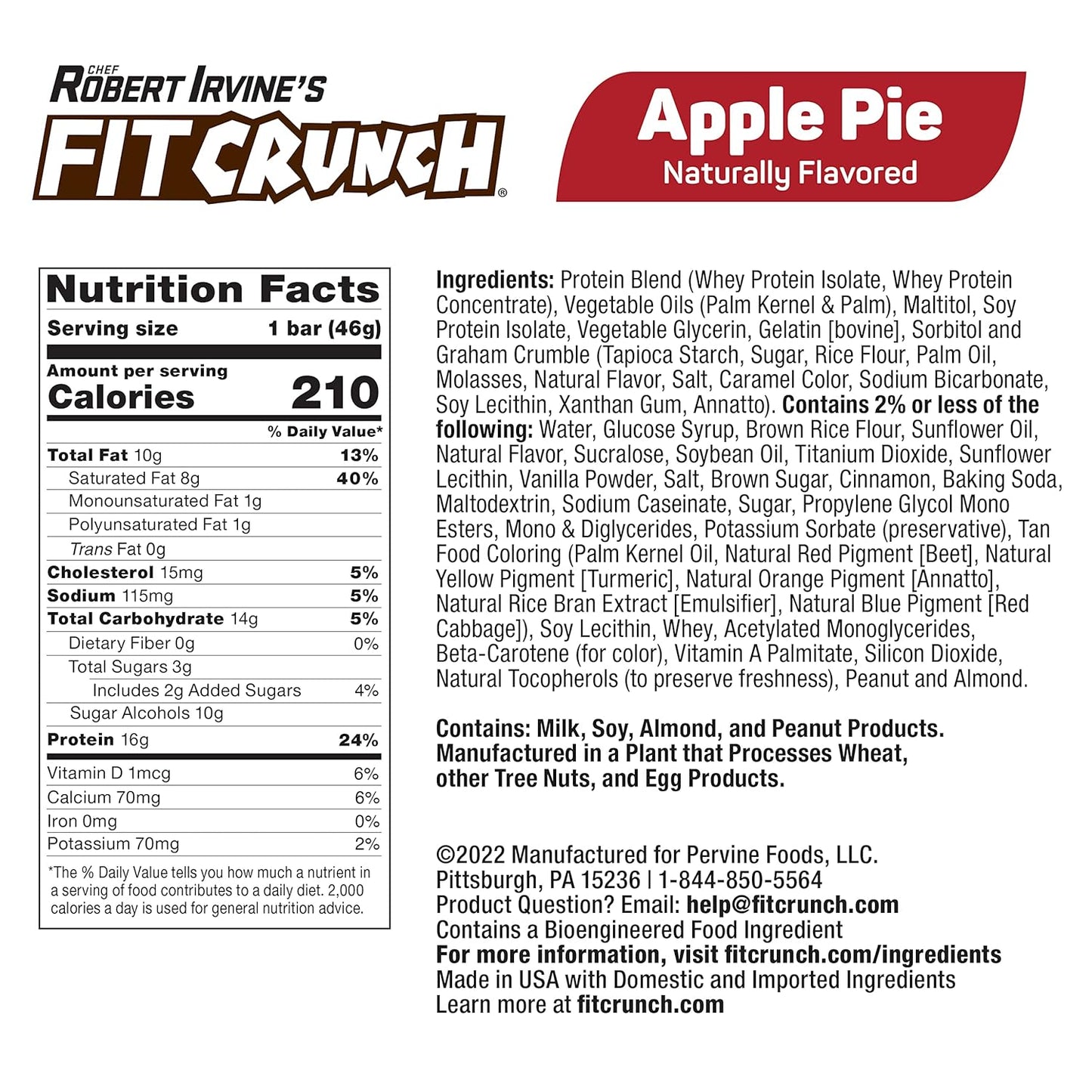 FITCRUNCH Snack Size Protein Bars, 6-Layer Baked Bar, 3g of Sugar & Soft Cake Core (9 Bars, Apple Pie)