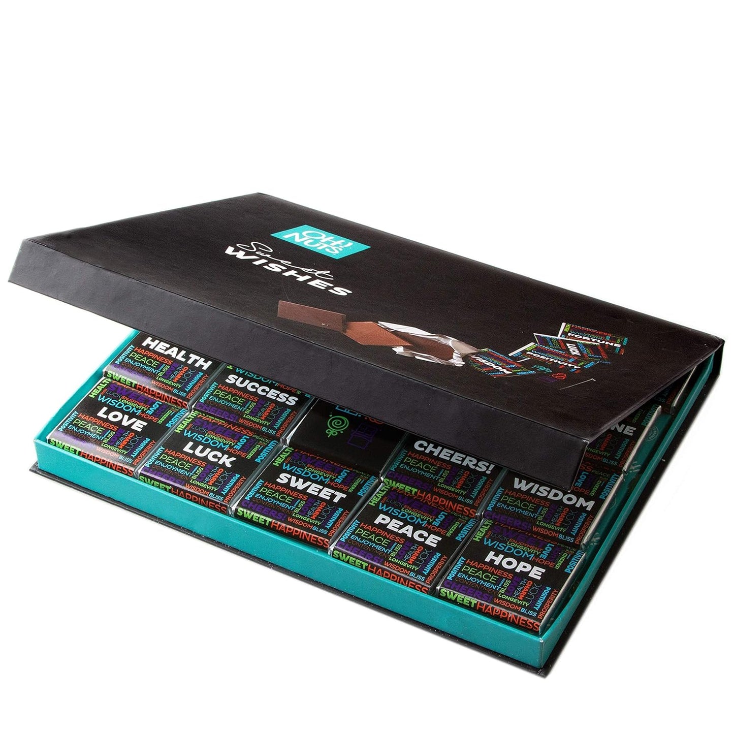 Oh! Nuts Chocolate Gift Basket - Gourmet Belgium Chocolates Gifts Baskets - Assorted Flavors Chocolate Blessings Wishes Gifts Box - Perfect for Holiday, Family, Corporate, Men & Women - 20 PCs